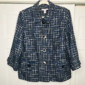 Blue and grey dress blazer by JM Collection.